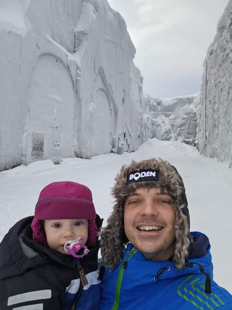 Father and a child at a fort